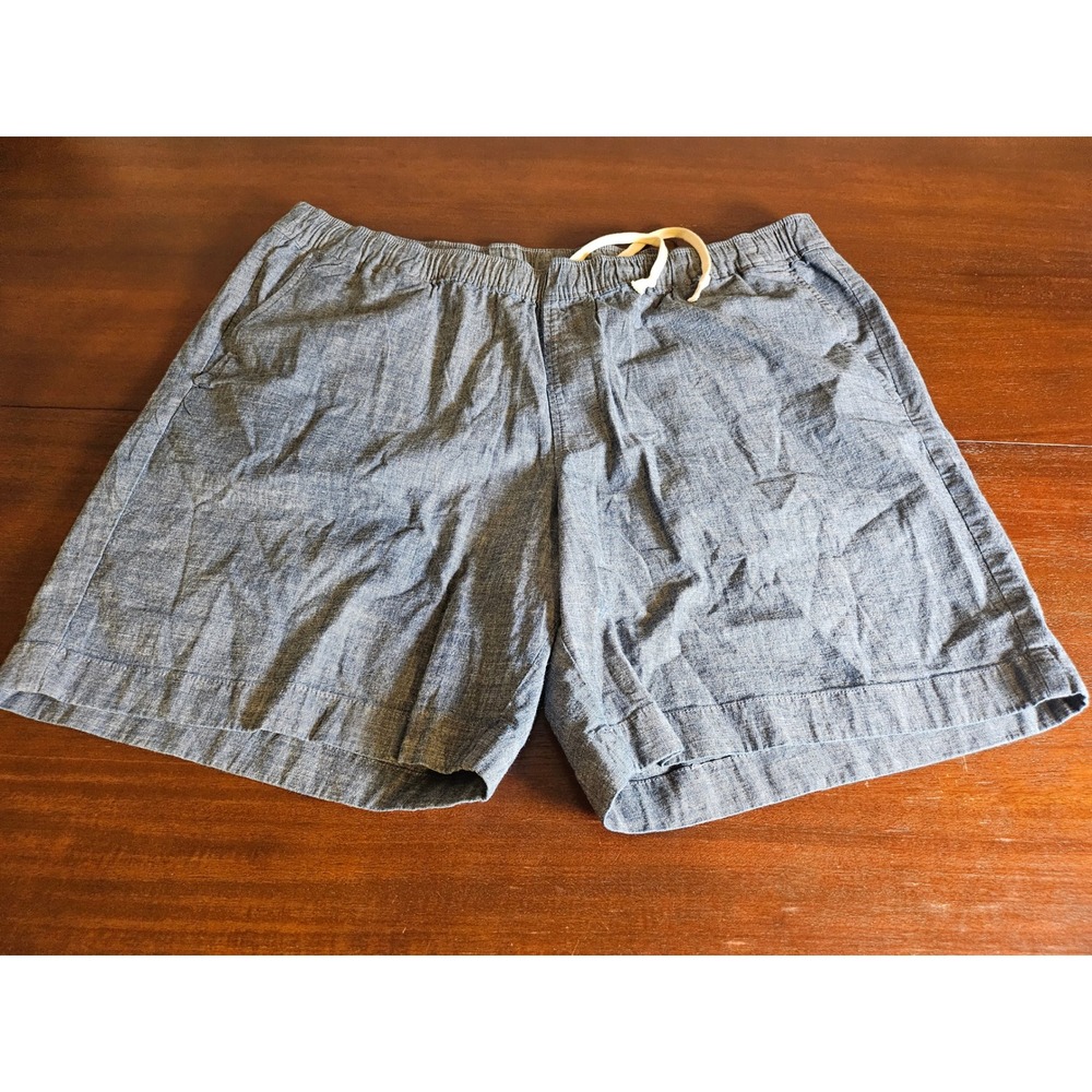 L.L.Bean Shorts Mens XXL Blue Chambray Elastic Waist Drawstring Standard Fit